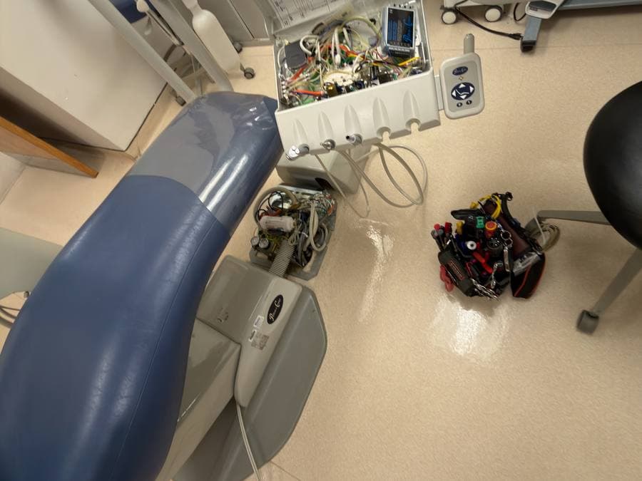 Servicing a sterilizer at a dental practice